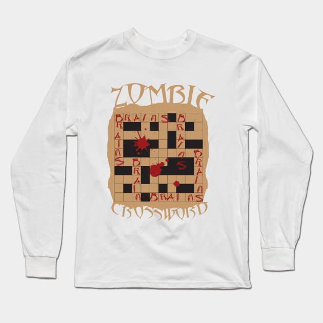 Zombie Crossword Puzzle Long Sleeve T-Shirt by ryanjaycruz